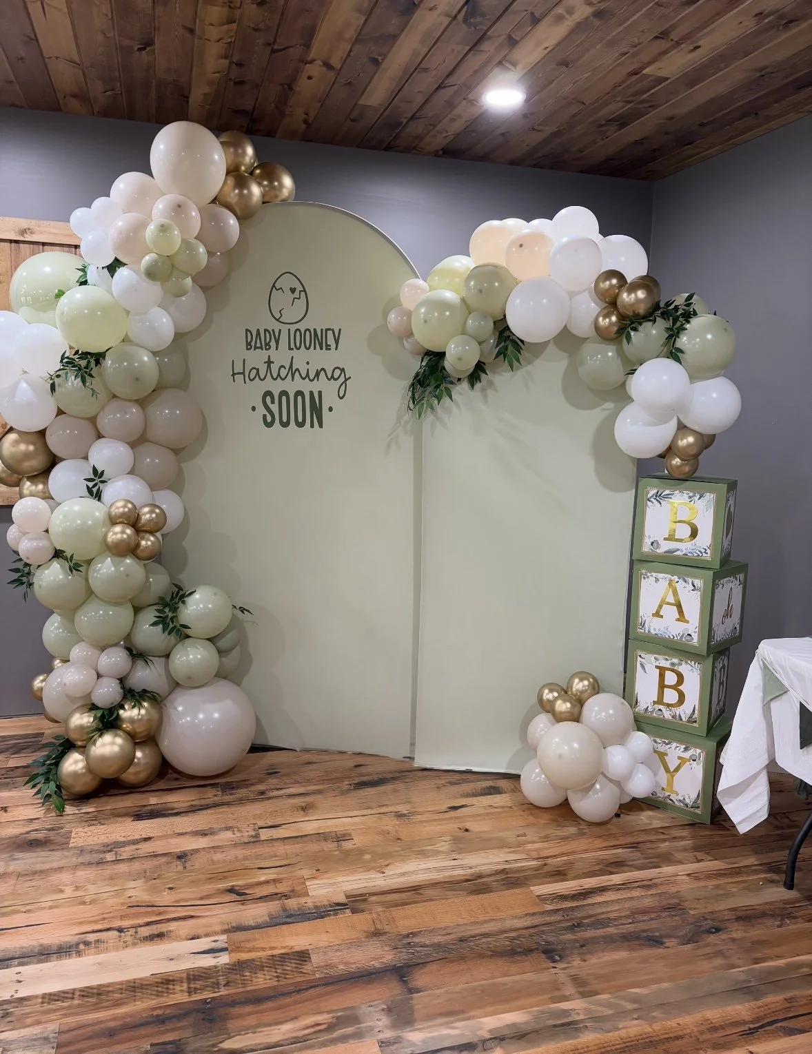 Double arch with balloon garland and custom wording $350+.jpg