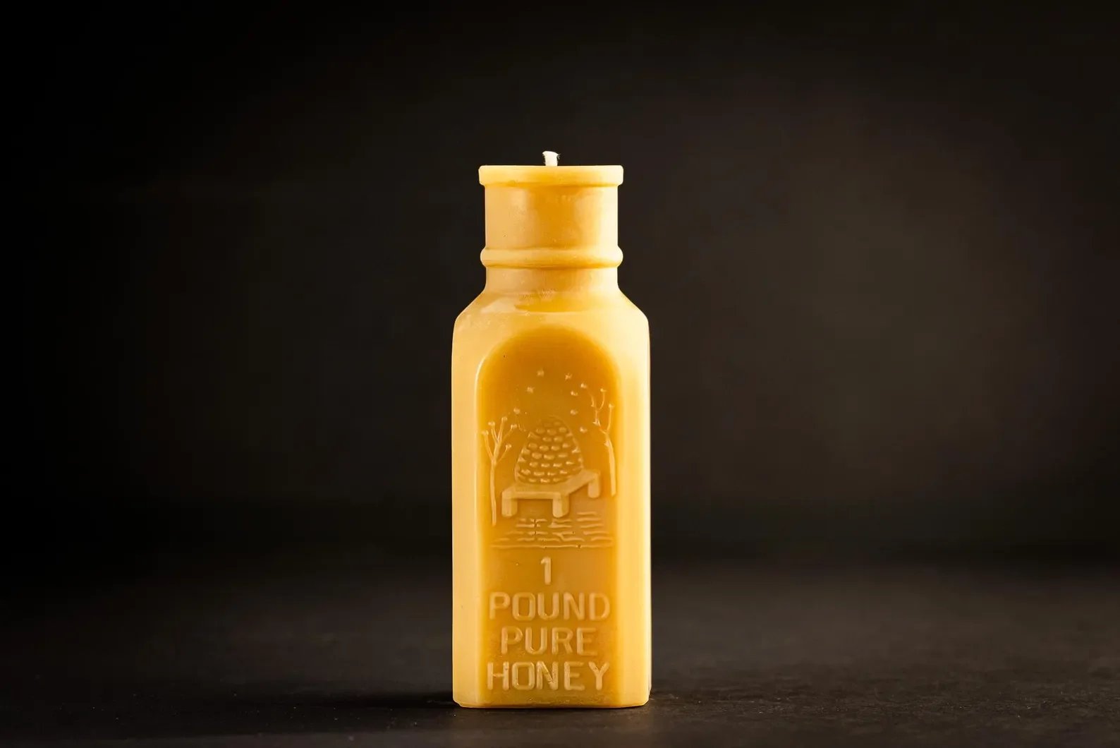 One Pound Honey Bottle Beeswax Candle - Large