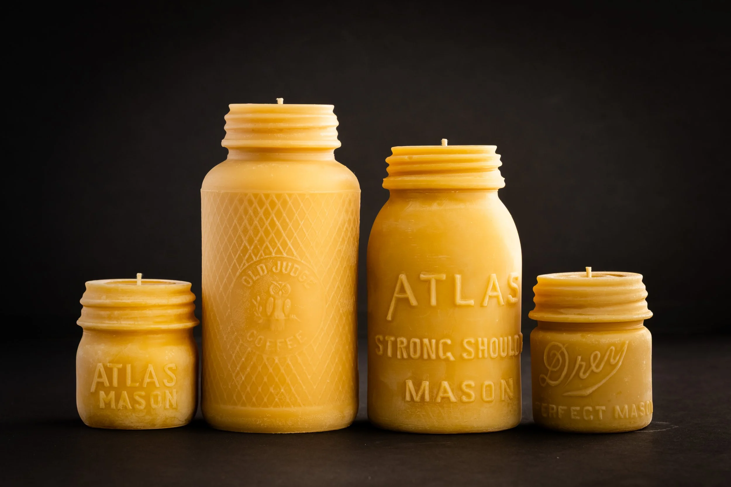 4 Mason Jars Beeswax Candle Collection