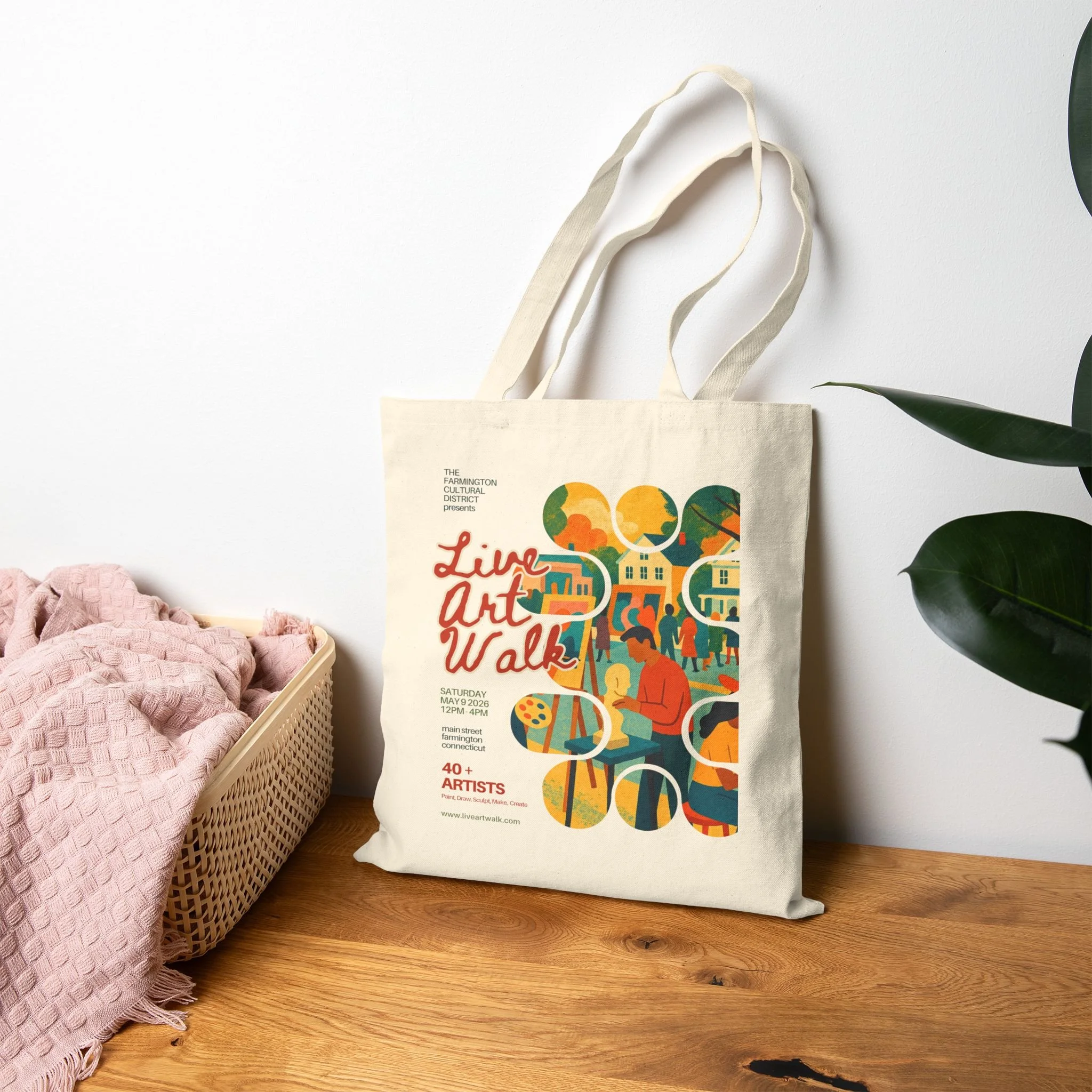 Live Art Walk Vintage Canvas Tote