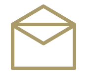 E-mail enveloppictogram in goudkleur.