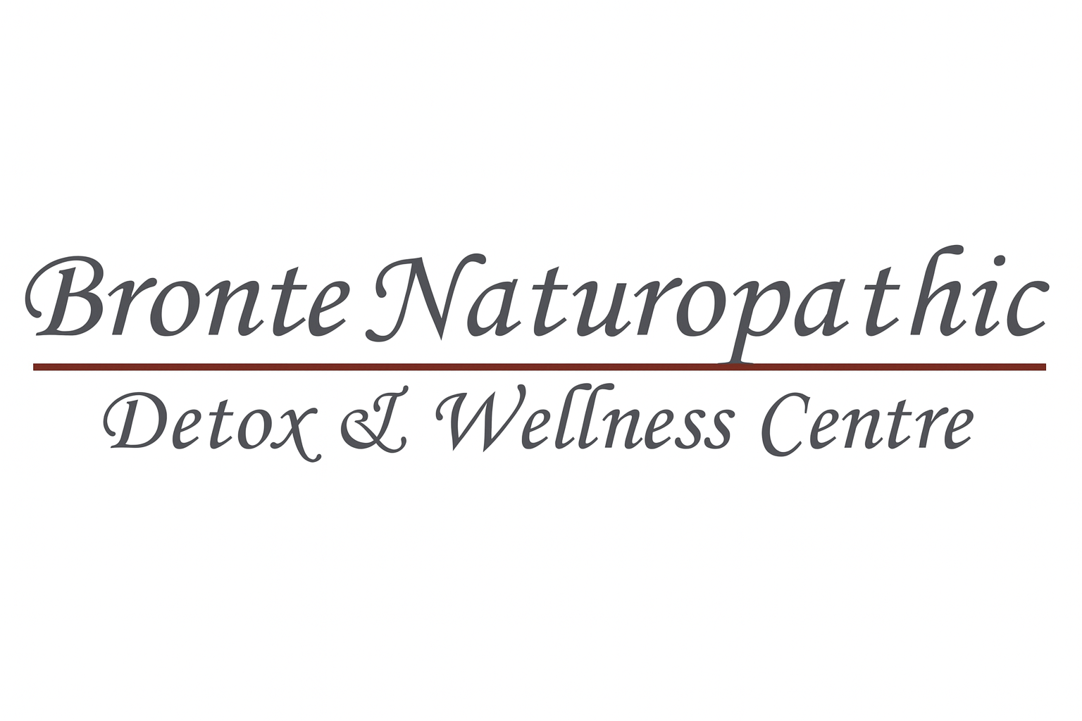 Logo for Bronte Naturopathic Detox & Wellness Centre with the name written in elegant gray script and a thin horizontal line beneath it.