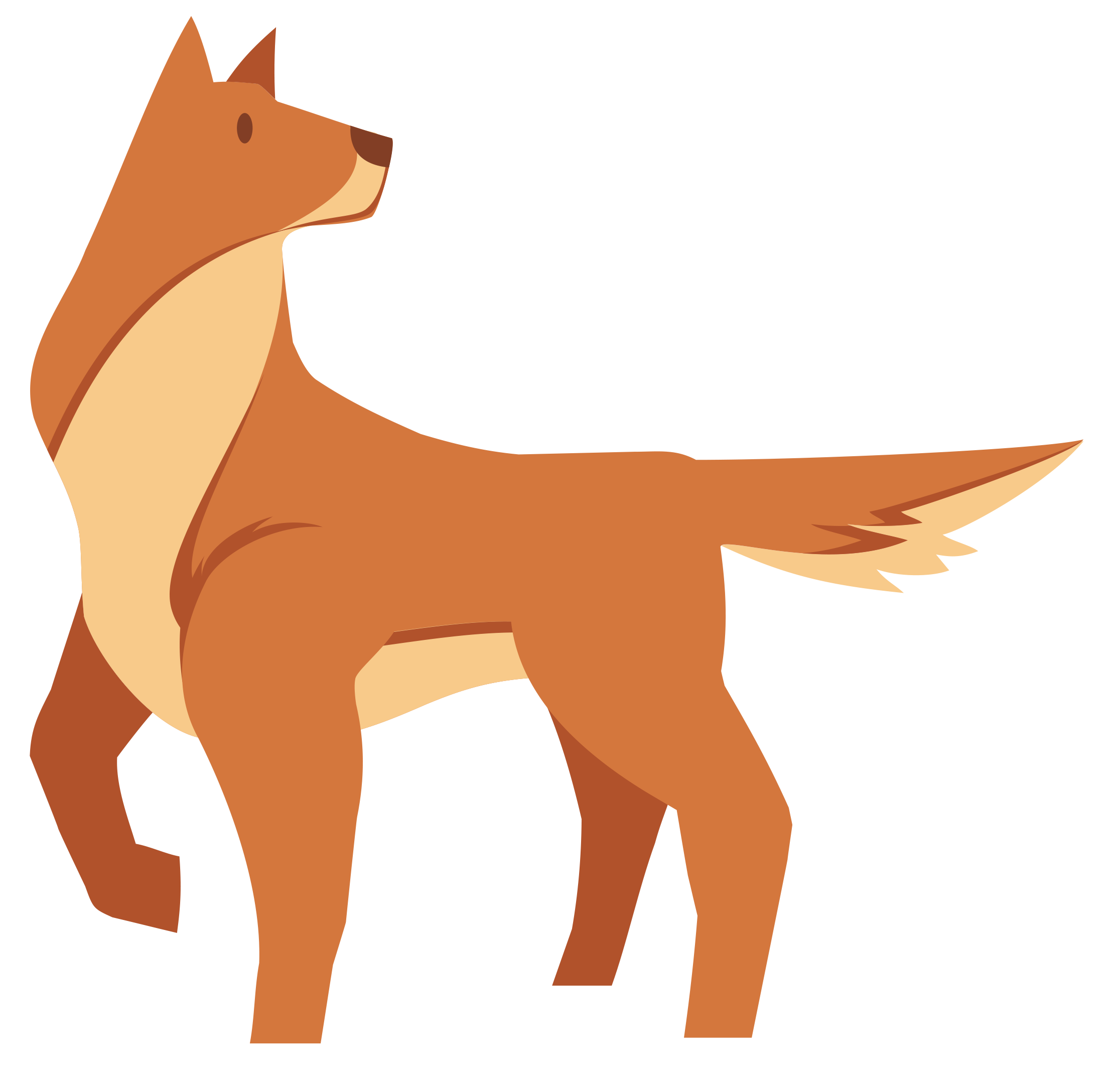 Illustration of a Beauceron standing sideways with a light cream-colored belly and tail tip, facing left, symbolizing security vigilance.