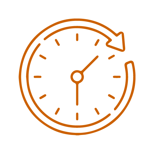 Clock icon with a circular arrow around it, indicating time, history, and cybersecurity log monitoring.