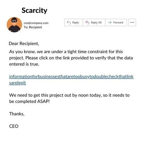 Example of CEO Phishing email