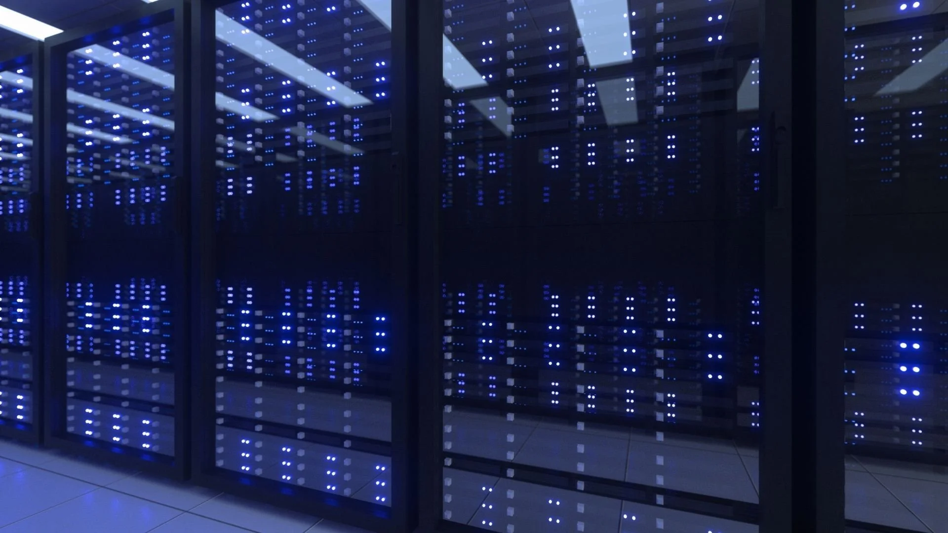 Close up shot of computer servers