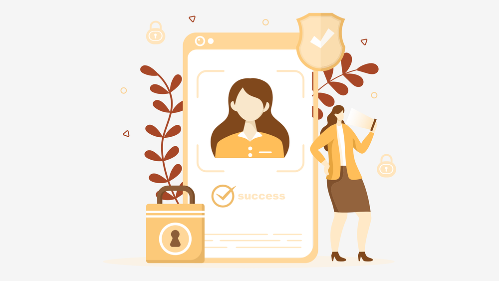 Cartoon graphic showing a female achieving success