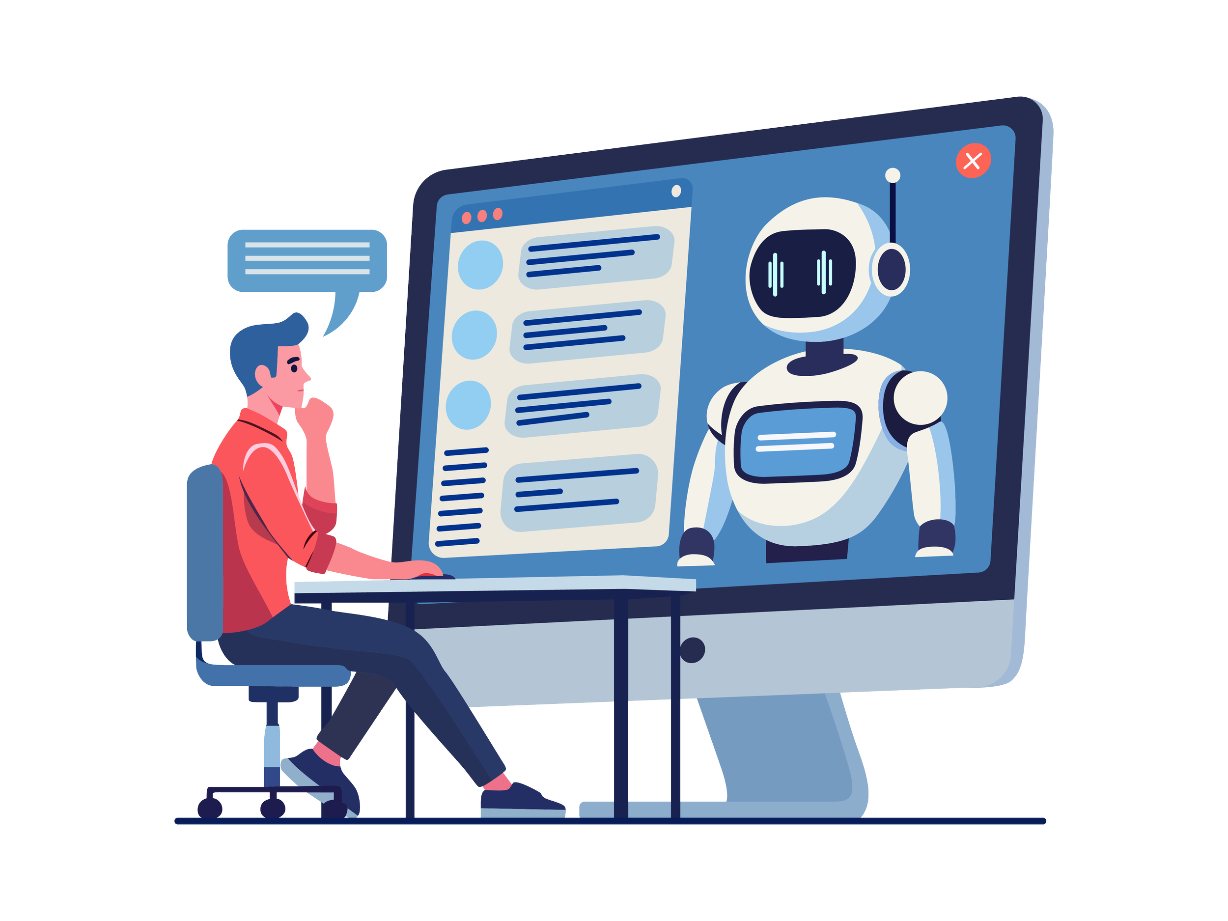 AI bot coming through computer screen