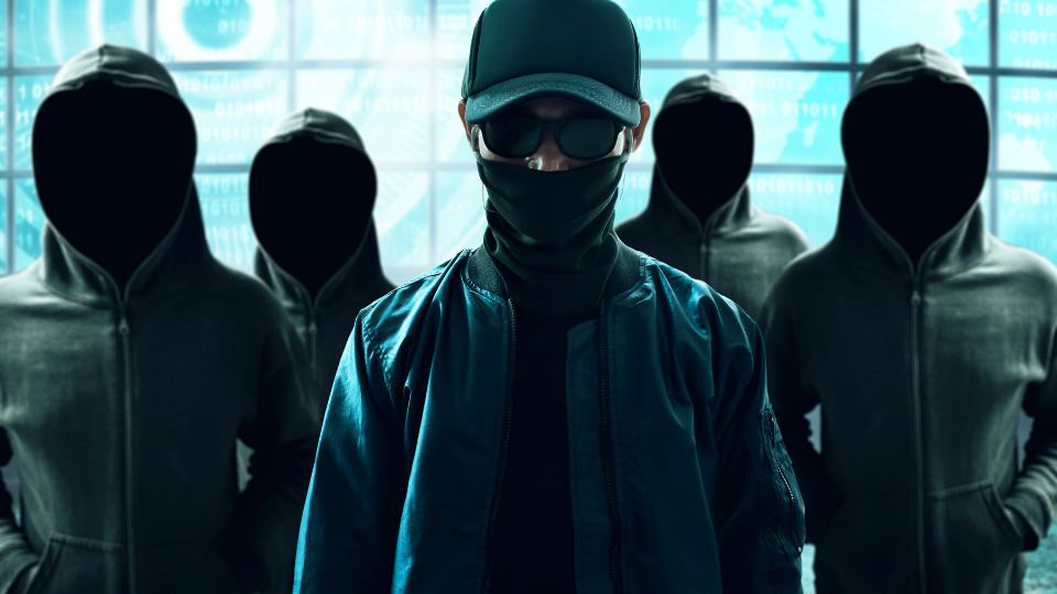 Image showing hooded and masked people hiding their faces