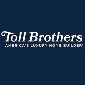 Logo of Toll Brothers with the tagline 'America's Luxury Home Builder' on a dark blue background.