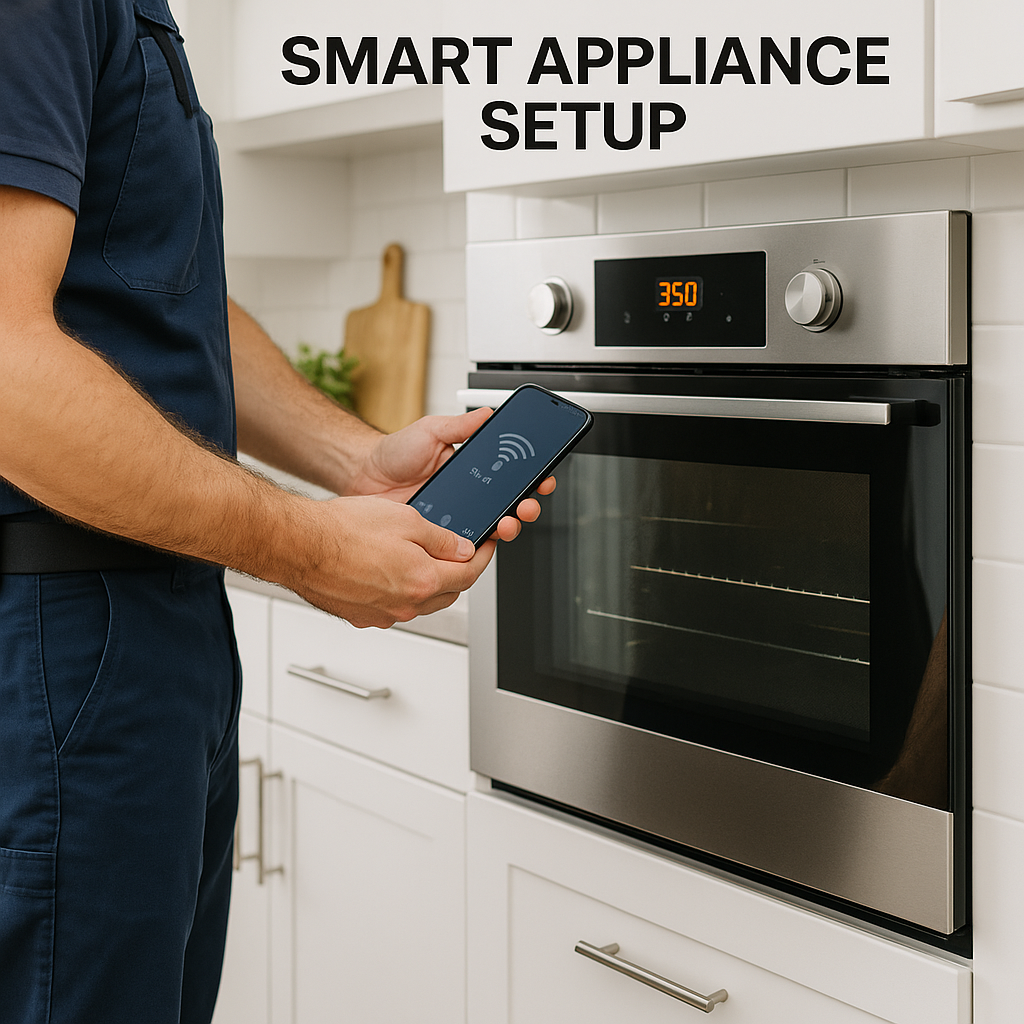 Configuration of smart appliances for network connectivity and app-based control.