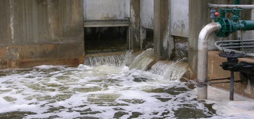 Large amount of water flowing through a sewer system