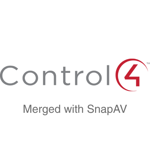 Control4 logo with the text "Merged with SnapAV" underneath.