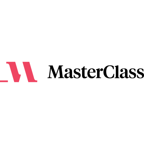 MasterClass logo with a pink 'M' and the word 'MasterClass' in black text.
