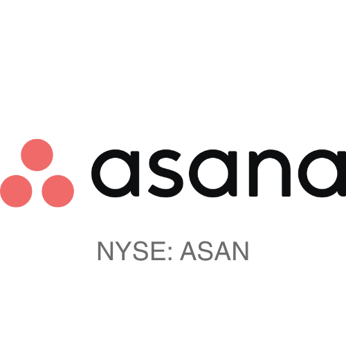 Asana logo with three pink dots and the company name in black text, NYSE: ASAN