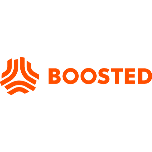 The image features the Boosted logo with an orange emblem on the left and the word 'BOOSTED' in orange capital letters on the right.