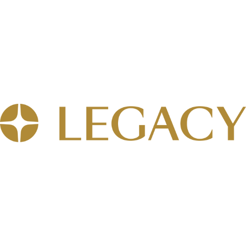 Logo of the Legacy brand featuring a circular emblem with four segments and the word 'LEGACY' in gold-colored text.