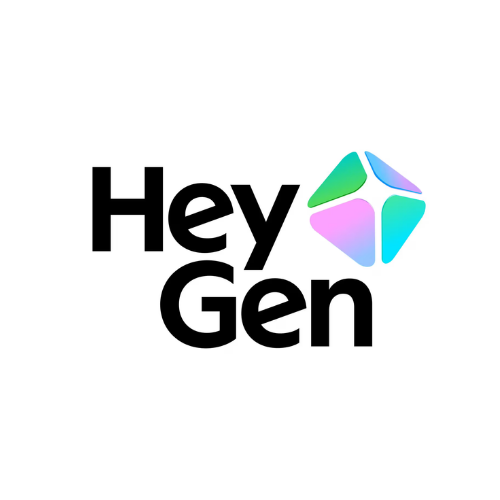 Logo with the text 'Hey Gen' next to a colorful geometric shape.