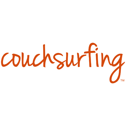 Logo - The image features the word 'couchsurfing' written in lowercase orange script on a white background.