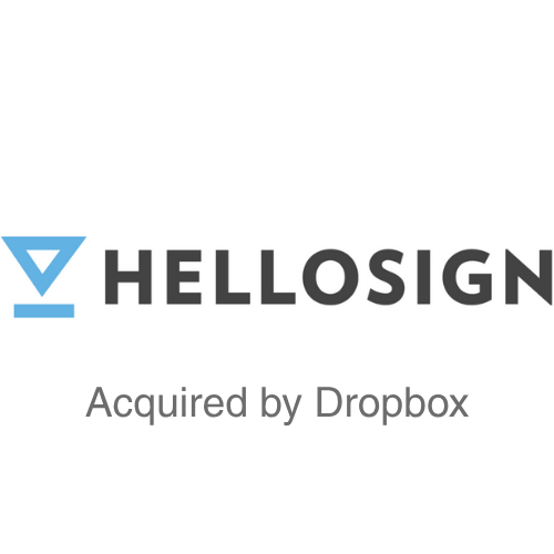 HelloSign logo with the text "Acquired by Dropbox" below it.