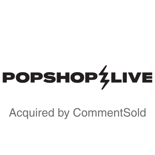 Pophop Live logo with a lightning bolt in between the two words, and the text 'Acquired by CommentSold'.