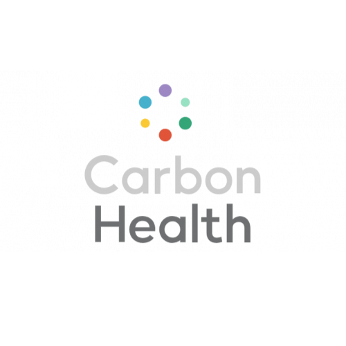 Logo for Carbon Health with six colored dots arranged in a circle above the text 'Carbon Health'.
