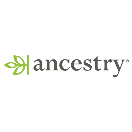 Ancestry logo with a green stylized tree and black text on a white background.