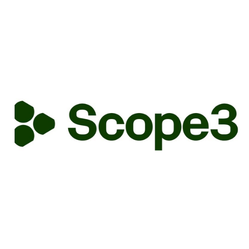 Scope3 logo with green geometric shapes and the text 'Scope3' in green.