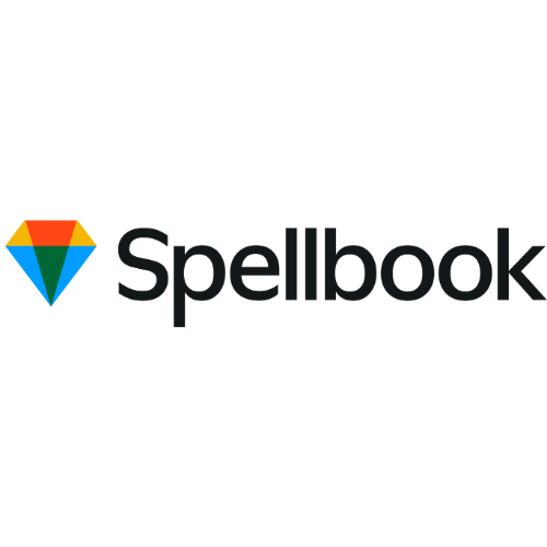 Spellbook logo with a colorful diamond-shaped icon and black text