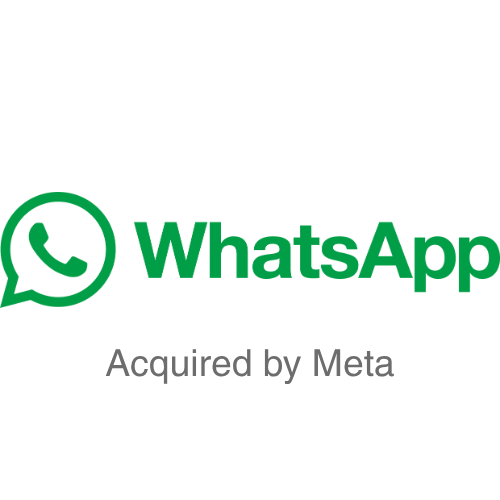 WhatsApp logo with text and 'Acquired by Meta' underneath.