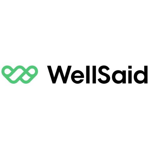 WellSaid company logo with a green abstract infinity symbol and the word 'WellSaid' in black text.