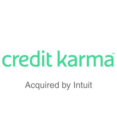 Logo for Credit Karma with the text "Acquired by Intuit"