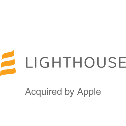 Lighthouse logo with orange stylized lighthouse icon and text 'LIGHTHOUSE' and 'Acquired by Apple'
