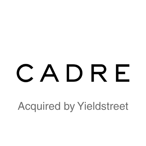 Cadre logo with the text 'Acquired by Yieldstreet' underneath.