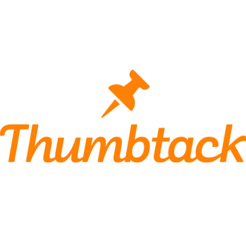 Logo with an orange pushpin above the word 'Thumbtack' in orange text.