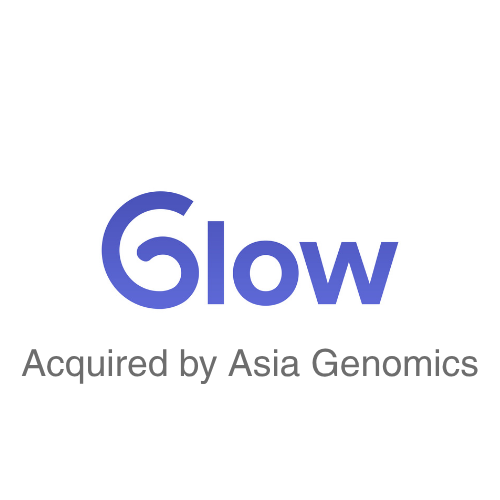 Glow logo with the text 'Acquired by Asia Genomics' underneath