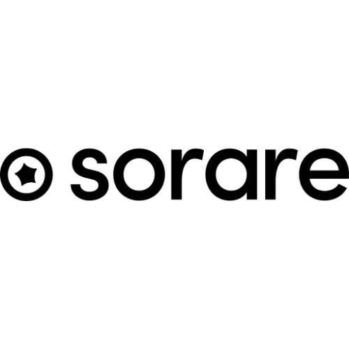The Sorare logo with a black circular icon containing a star, followed by the black text 'sorare' on a white background.