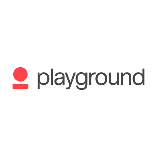 Playground logo with a red circle and a red horizontal line next to the word 'playground' in black text.