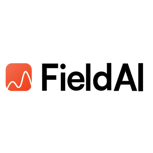 The FieldAI logo with an orange icon featuring a white line graph, and the text 'FieldAI' in bold black letters.