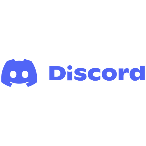 The Discord logo with a stylized blue robot face and the word 'Discord' in blue text