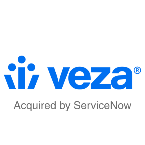 Veza logo with the text "Acquired by ServiceNow" underneath.