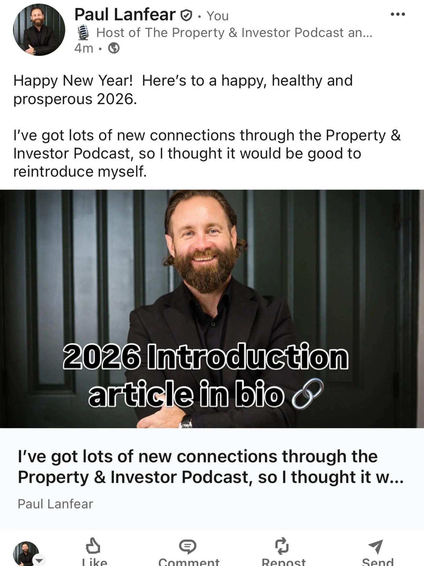 I&rsquo;ve got lots of new connections through the Property &amp; Investor Podcast, so I thought it would be good to reintroduce myself. Link in bio. 🔗