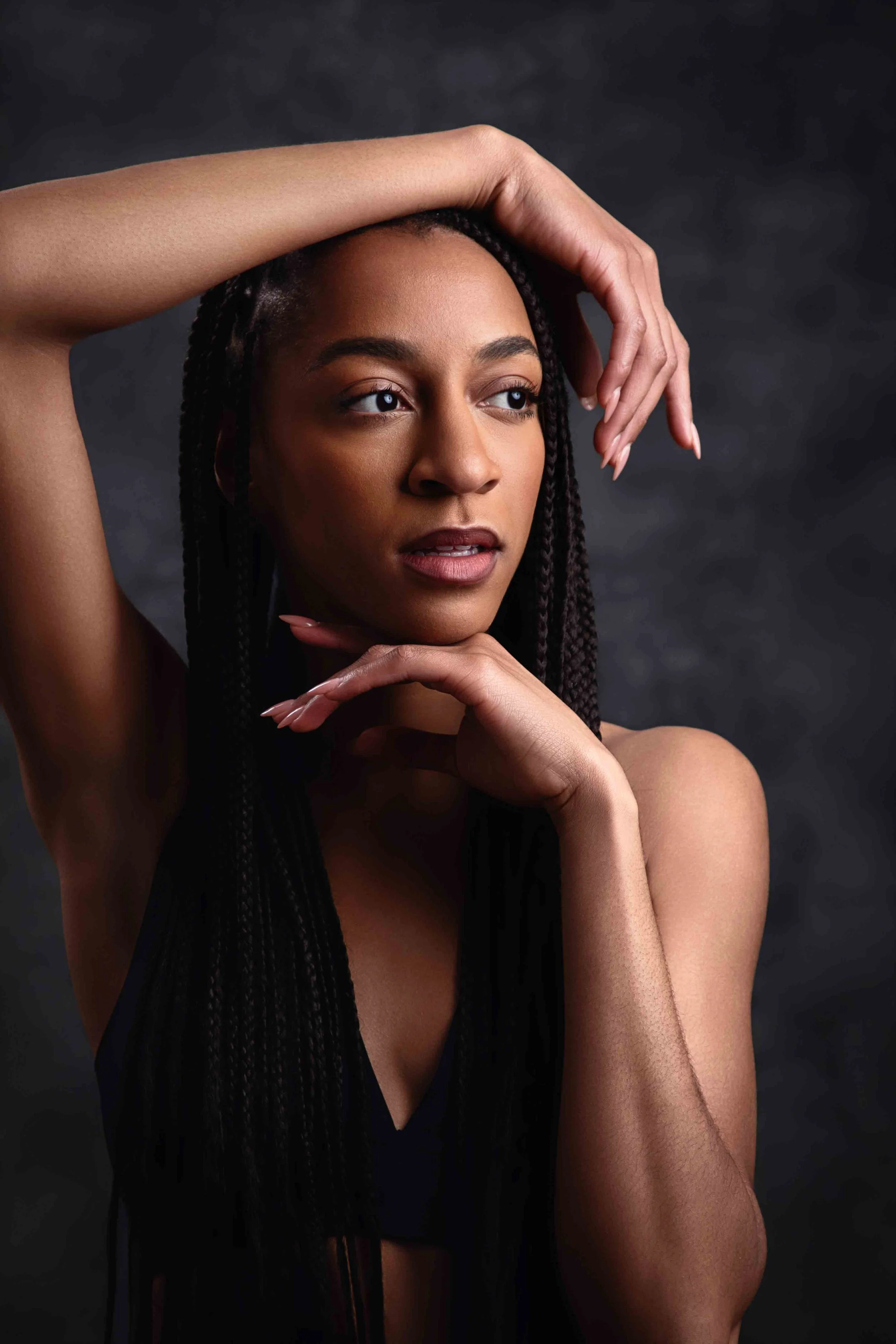 Chianne D. Rice Female Dancer Headshot hands framing face