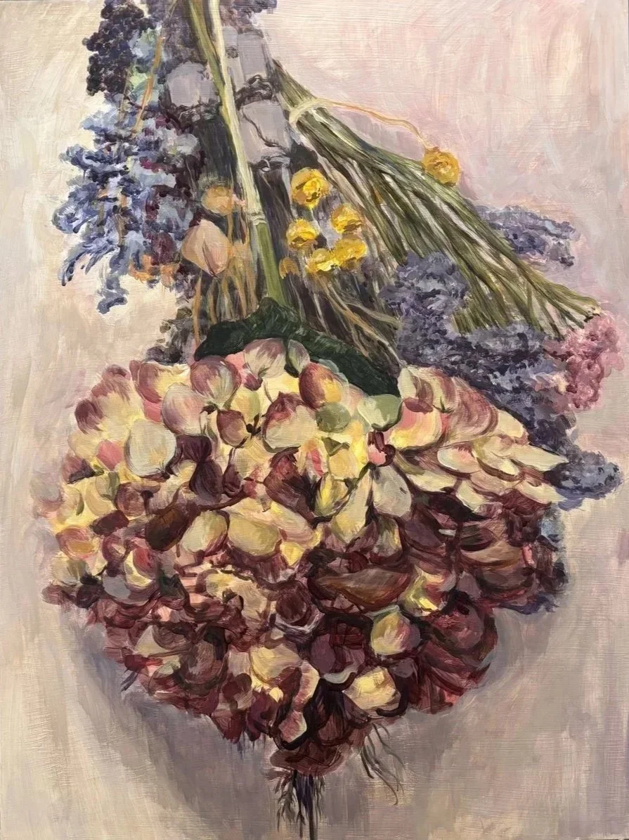 "Life Suspended," 18" x 24" acrylic on cradled wood panel, 2025