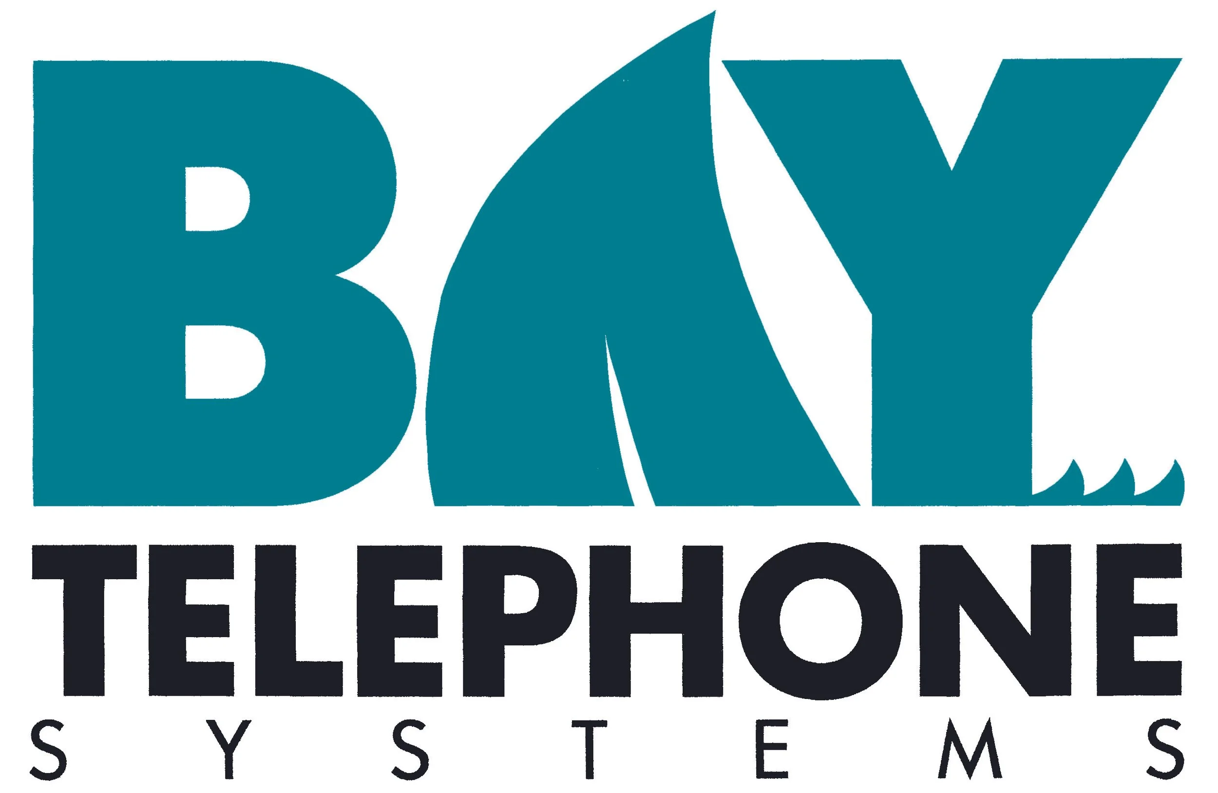 The logo of Bay Telephone Systems, featuring large stylized teal letters 'BAY' with a wave design at the end of the 'Y'. Below, the words 'TELEPHONE' in black and 'SYSTEMS' with black dots separating each letter.