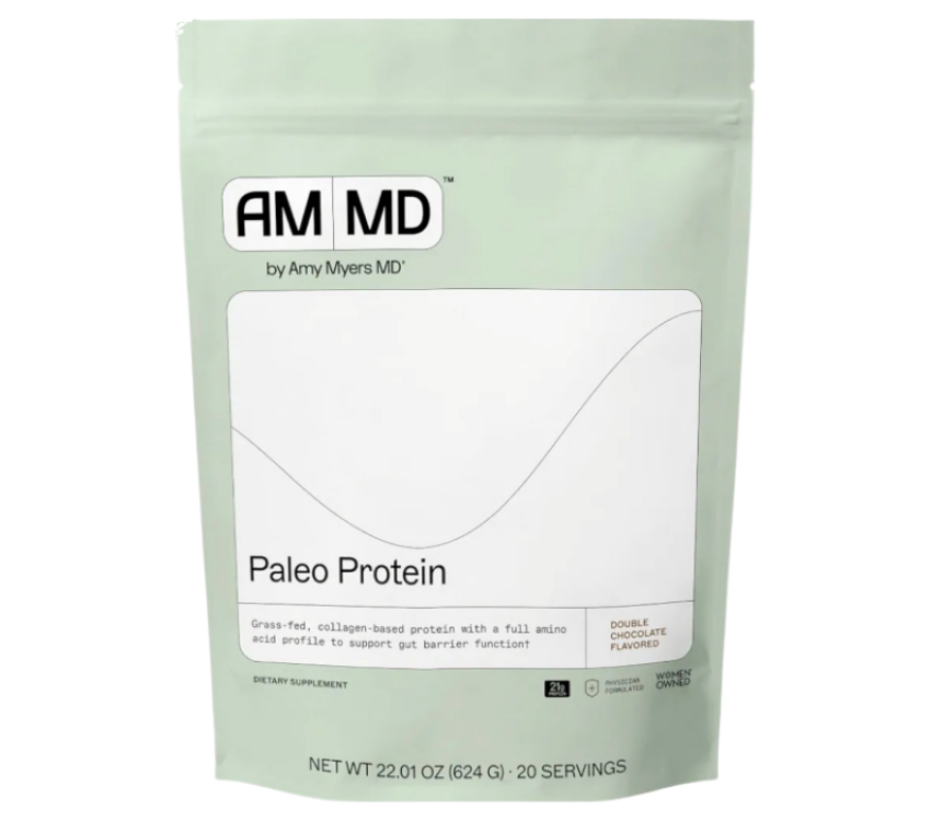 Amy Myers MD Paleo Protein Powder - Double Chocolate, 20 Servings - Collagen-Based Gut Function Support - Gluten-Free & Non-Dairy Protein Supplement