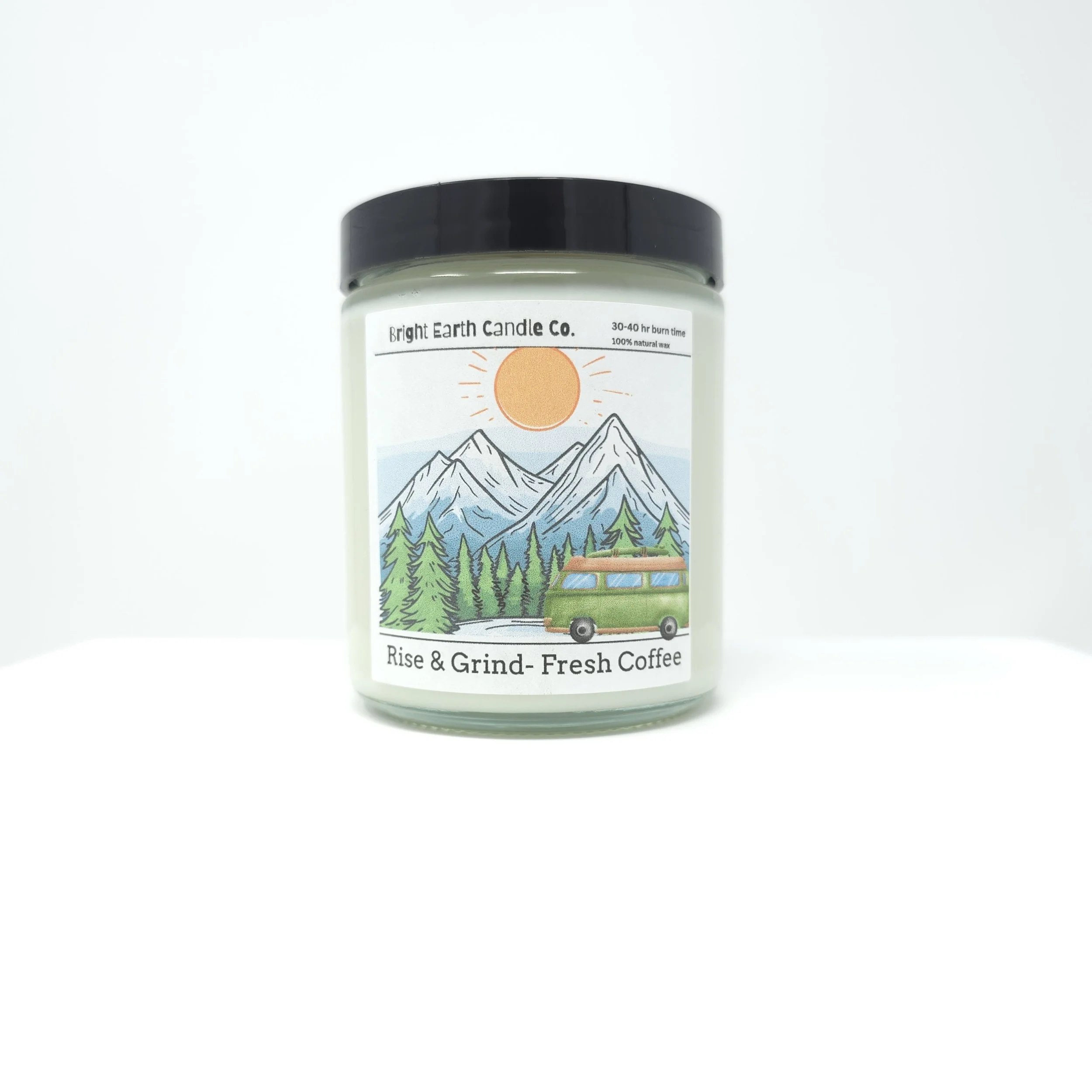 Rise & Grind Fresh Coffee non-toxic coffee candle in glass jar