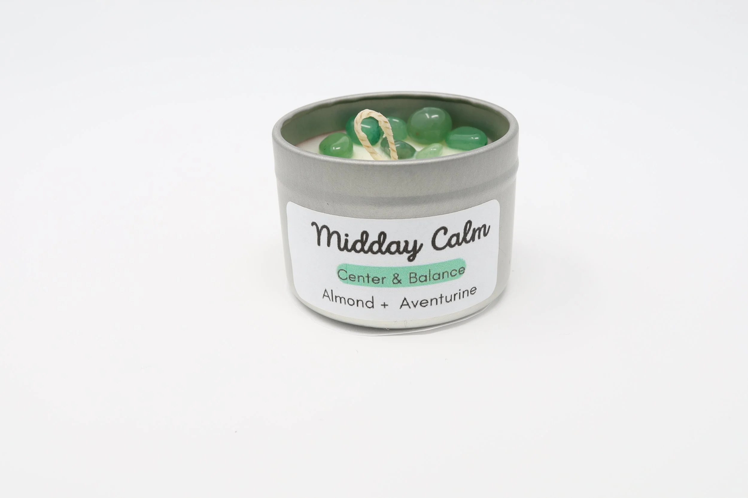 Midday Calm Candle — Almond Comfort Candle with Green Aventurine Crystal