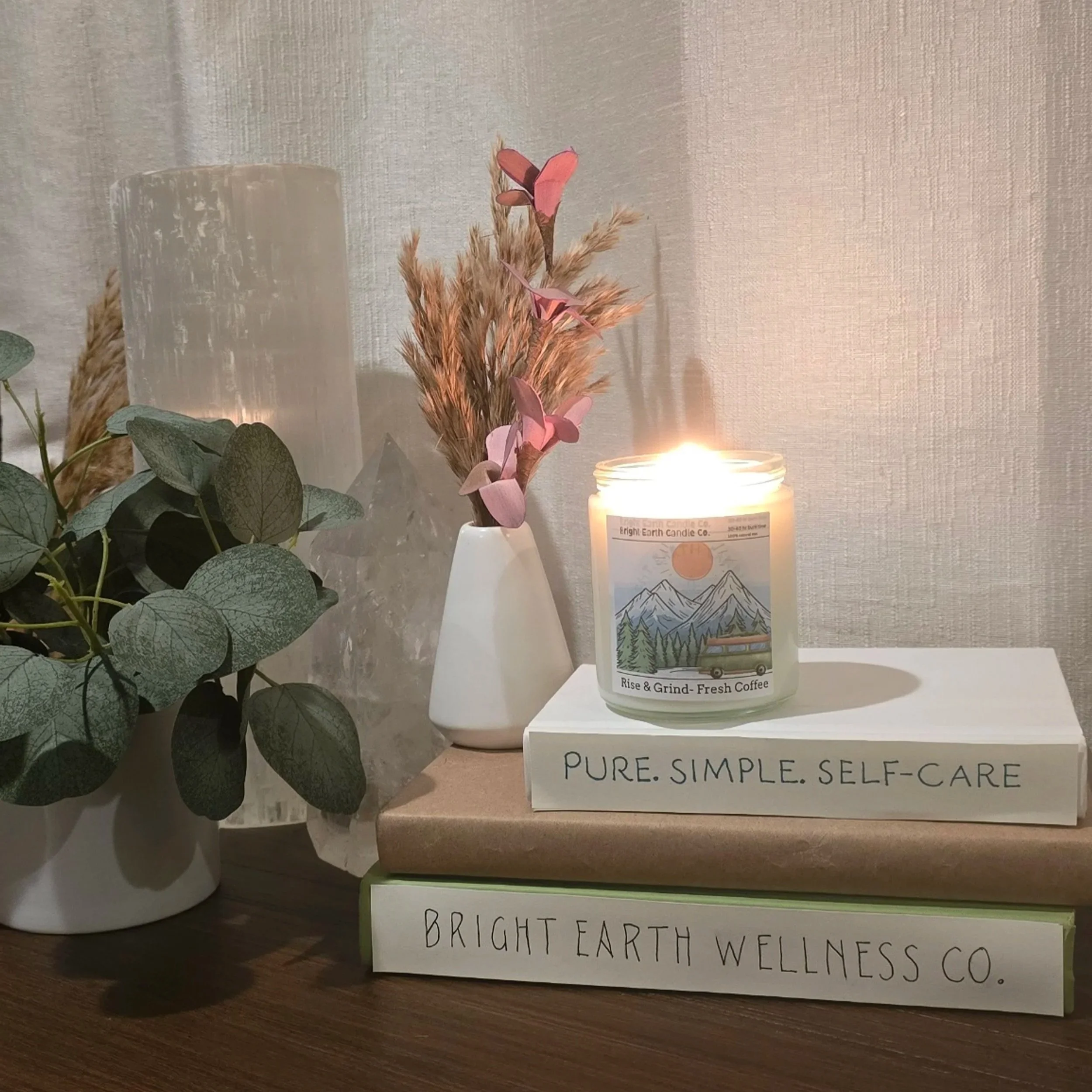 Rise & Grind Fresh Coffee non-toxic coffee candle in glass jar