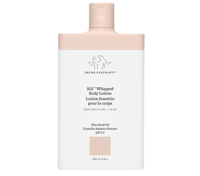 Drunk Elephant Sili Whipped Body Lotion - 240 ml/8 fl oz - Rich Daily Moisturizing Lotion - Clean Clinical Skincare - Cruelty-Free - Free of Essential Oils, Silicones, and Fragrance